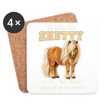 Shetty Shetland Pony – Lustiger Pferdespruch - Untersetzer (4er-Set) - Weiß - Vorne