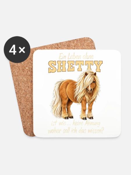 Shetty Shetland Pony – Lustiger Pferdespruch - Untersetzer (4er-Set) - Weiß