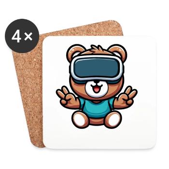 Bär Süß Comic Cartoon VR Virtual Reality - Untersetzer (4er-Set) - Weiß - Vorne