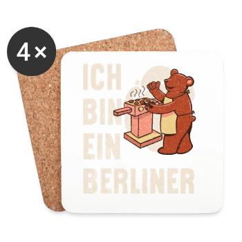 Ich bin ein Berliner – BBQ Bär Grillen Geschenk - Untersetzer (4er-Set) - Weiß - Vorne