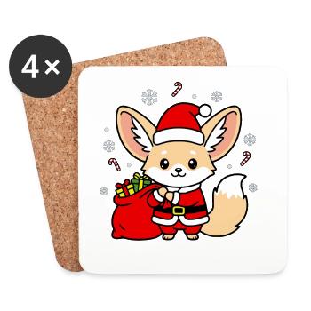 Festlicher Weihnachtsmann mit Geschenken - Untersetzer (4er-Set) - Weiß - Vorne