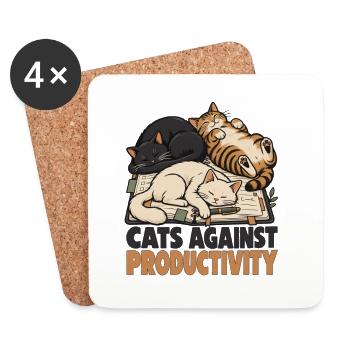 Cats Against Productivity  - Untersetzer (4er-Set) - Weiß - Vorne