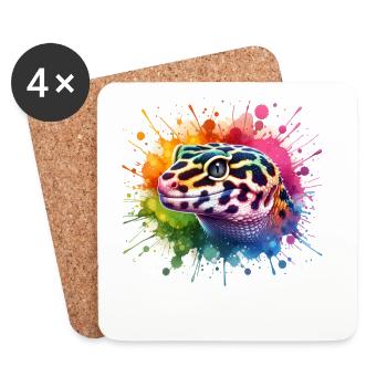 Leopardgecko Motiv - Untersetzer (4er-Set) - Weiß - Vorne
