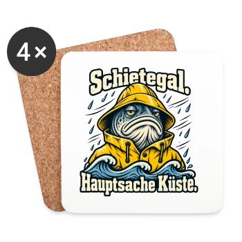 Norddeutsch Fischkopp Küstenliebe Schietegal - Untersetzer (4er-Set) - Weiß - Vorne