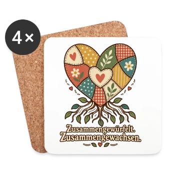 Patchworkfamilie Stiefeltern Bonusmama Bonuspapa - Untersetzer (4er-Set) - Weiß - Vorne