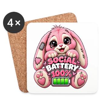 Social Battery Hoppelbunny 100% - Untersetzer (4er-Set) - Weiß - Vorne