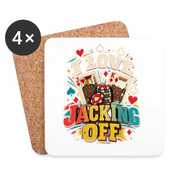  I Love Jacking Off Poker Karten und Spielkarten - Untersetzer (4er-Set) - Weiß - Vorne