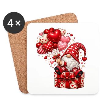 Wichtel Valentinstag Liebe Zwerg Geschenk Herzen - Untersetzer (4er-Set) - Weiß - Vorne