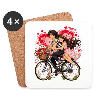 Pärchen Liebe Valentinstag Paar Geschenk - Untersetzer (4er-Set) - Weiß - Vorne