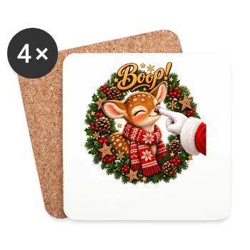 Boop! Cute Reindeer Christmas - Untersetzer (4er-Set) - Weiß - Vorne