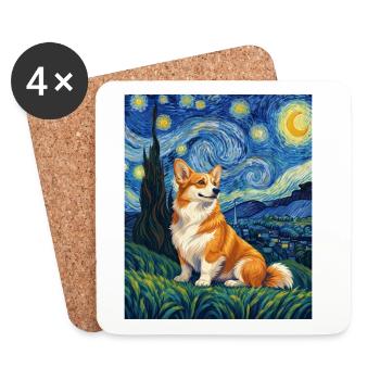 Corgi Sternennacht – lustiger walisischer Corgi-Hundeliebhaber - Untersetzer (4er-Set) - Weiß - Vorne