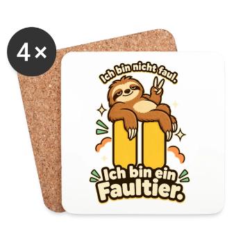 Lustiger Faultier Spruch – Ich bin nicht faul - Untersetzer (4er-Set) - Weiß - Vorne