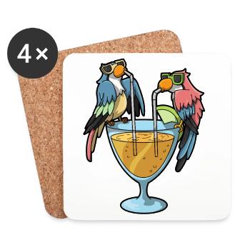 Papageien Cocktail Humor - Untersetzer (4er-Set) - Weiß - Vorne