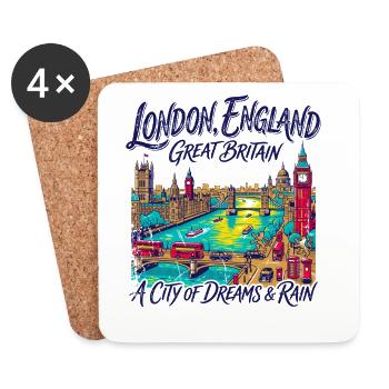 City London Iconic Capital Skyline With Red Buses - Untersetzer (4er-Set) - Weiß - Vorne