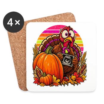 Thanksgiving Truthahn Schwangerschaftsankündigung - Untersetzer (4er-Set) - Weiß - Vorne