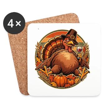 Thanksgiving Truthahn im Fresskoma - Untersetzer (4er-Set) - Weiß - Vorne