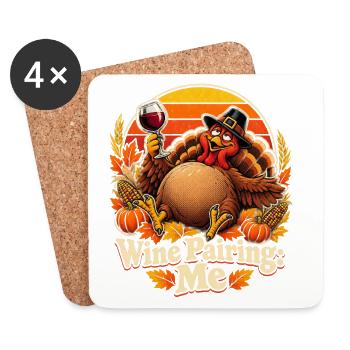 Thanksgiving Truthahn Weinpaarung - Untersetzer (4er-Set) - Weiß - Vorne