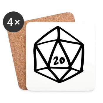 D20-Glyphe - Untersetzer (4er-Set) - Weiß - Vorne