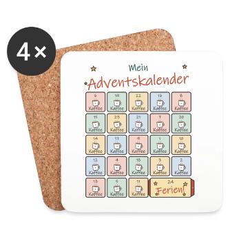 Adventskalender Kaffee für Lehrer und Lehrerinnen - Untersetzer (4er-Set) - Weiß - Vorne