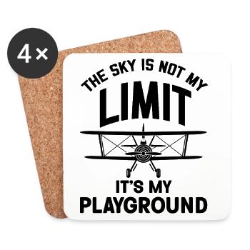 The Sky is not my Limit its my Playground Airplane - Untersetzer (4er-Set) - Weiß - Vorne