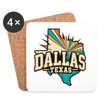 Texas Dallas Retro  - Untersetzer (4er-Set) - Weiß - Vorne