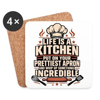 Inspirierende Kochküche Queen Souschef-Backe - Untersetzer (4er-Set) - Weiß - Vorne
