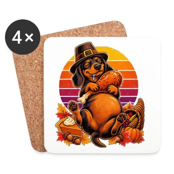Thanksgiving Dackel satt im Truthahn-Traum - Untersetzer (4er-Set) - Weiß - Vorne