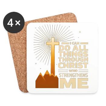 Ich kann alles durch Christus tun - Untersetzer (4er-Set) - Weiß - Vorne