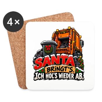Müllmann Müllabfuhr lustiges Weihnachtsmotiv - Untersetzer (4er-Set) - Weiß - Vorne