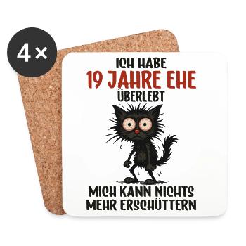 19. Hochzeitstag 19 Jahre verheiratet 19 Jahre Ehe - Untersetzer (4er-Set) - Weiß - Vorne