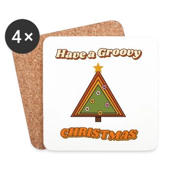 Hab einen coolen Retro-Weihnachtsbaum - Untersetzer (4er-Set) - Weiß - Vorne