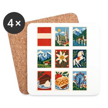 Österreich Briefmarken - Untersetzer (4er-Set) - Weiß - Vorne