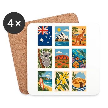 Australien Briefmarken - Untersetzer (4er-Set) - Weiß - Vorne