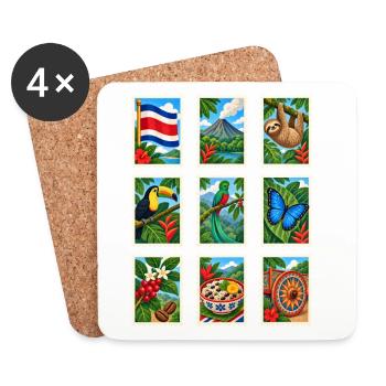 Costa Rica Briefmarken - Untersetzer (4er-Set) - Weiß - Vorne