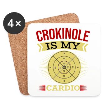 Crokinole Is My Cardio – Crokinole Spieler - Untersetzer (4er-Set) - Weiß - Vorne