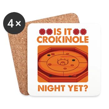 Crokinole Night Yet? Brettspiel Abend Crokinole - Untersetzer (4er-Set) - Weiß - Vorne
