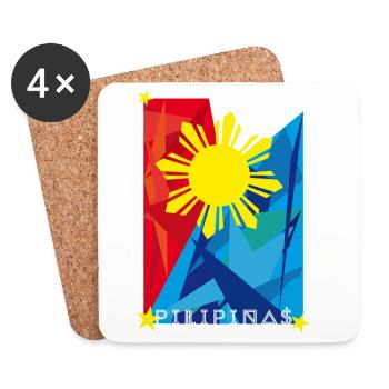 Philippinen Sonnenflagge Filipino Pride - Untersetzer (4er-Set) - Weiß - Vorne