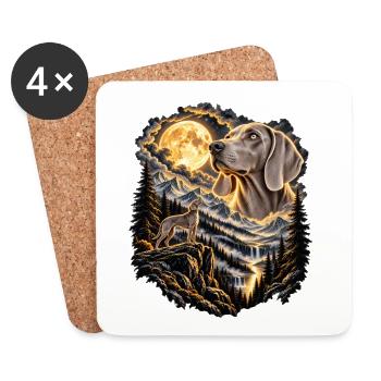 Hundefreunde Vollmond Hundemotiv - Untersetzer (4er-Set) - Weiß - Vorne