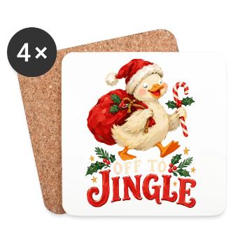 Jingle Duck Weihnachtsfreude - Untersetzer (4er-Set) - Weiß - Vorne