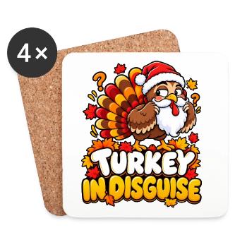 Turkey in Disguise Cartoon Christmas - Untersetzer (4er-Set) - Weiß - Vorne