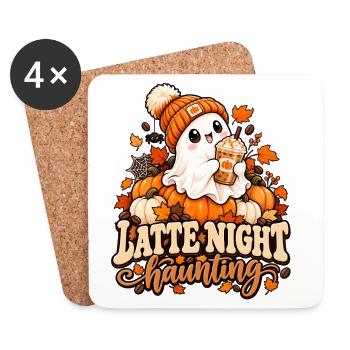 Kürbis Latte Nacht Spuk - Untersetzer (4er-Set) - Weiß - Vorne