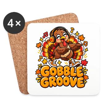 Gobble Groove Herbst-Turkey mit Musik - Untersetzer (4er-Set) - Weiß - Vorne
