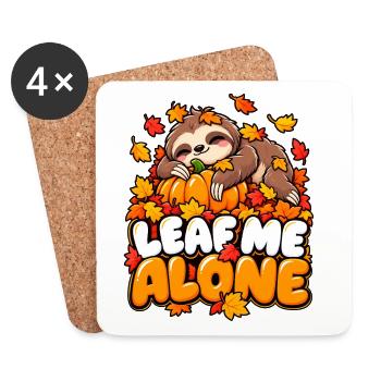 Leaf Me Alone – Herbst-Faultier - Untersetzer (4er-Set) - Weiß - Vorne