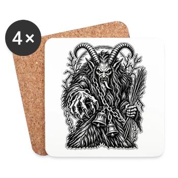 Krampus – Der düstere Dämon der Rauhnächte - Untersetzer (4er-Set) - Weiß - Vorne