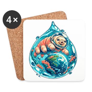 Kleine Tardigrade Kosmische Reise - Untersetzer (4er-Set) - Weiß - Vorne