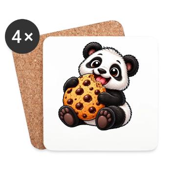 Süßer Panda mit Keksen Cartoon Motiv - Untersetzer (4er-Set) - Weiß - Vorne
