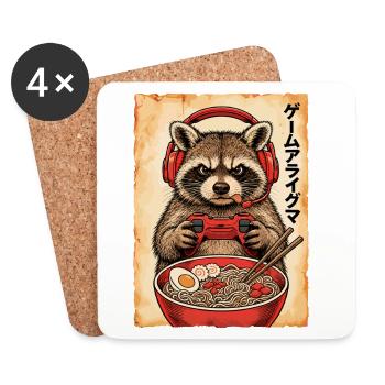 Gamer, Gaming, Japanische, Zocker, Capybara, Ramen - Untersetzer (4er-Set) - Weiß - Vorne