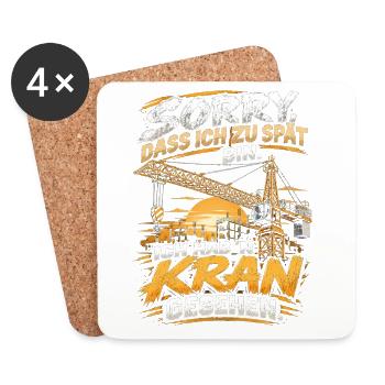 Zu spät? Kran gesehen Bauwitz Shirt - Untersetzer (4er-Set) - Weiß - Vorne
