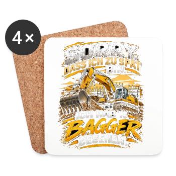 Zu spät? Bagger gesehen - Untersetzer (4er-Set) - Weiß - Vorne