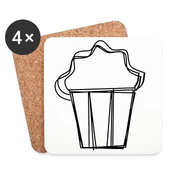 Popcorn handgezeichnet - Untersetzer (4er-Set) - Weiß - Vorne